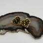 Designer Betsey Johnson Gold-Tone Animal Print Heart Shaped Stud Earrings image number 1