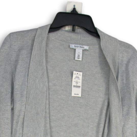 NWT White House Black Market Womens Gray Metallic Knitted Cardigan Sweater Sz S image number 3