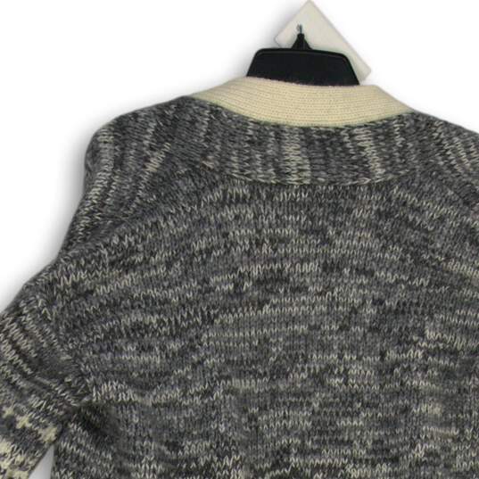 Womens Gray White Fair Isle Knitted Open Front Cardigan Sweater Size XS image number 4