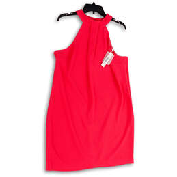 NWT Womens Pink Sleeveless Halter Neck Key Hole Back Shift Dress Size 12