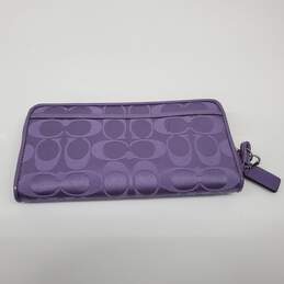 Coach Purple Signature Jacquard Long Zip Wristlet Wallet alternative image