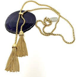 Designer J. Crew Gold-Tone Double Tassel Chain Cable Link Lariat Necklace alternative image