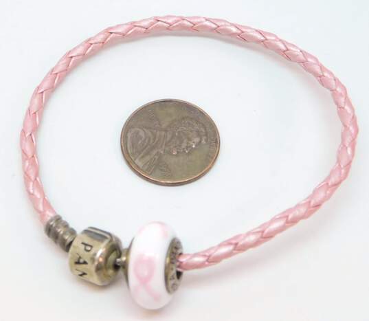 pink leather bracelet pendant stitch bracelet