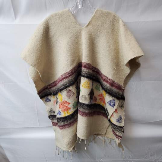 Unbranded Beige Woven Wool Poncho image number 2
