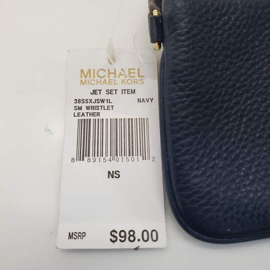 Michael Kors Jet Set Navy Blue Leather Small Wristlet NWT image number 3