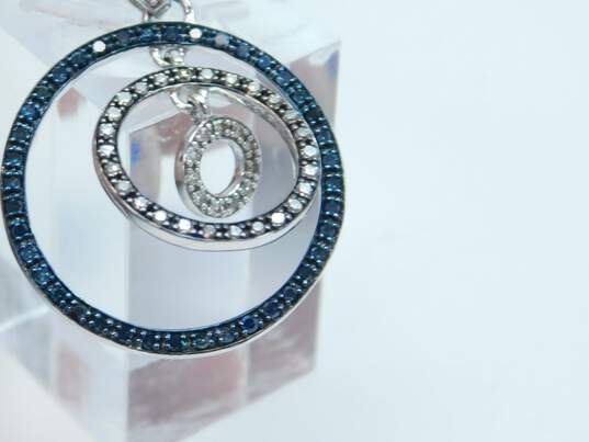 10K White Gold Blue Brown & White Diamond Accent Concentric Circle Necklace 3.1g image number 1