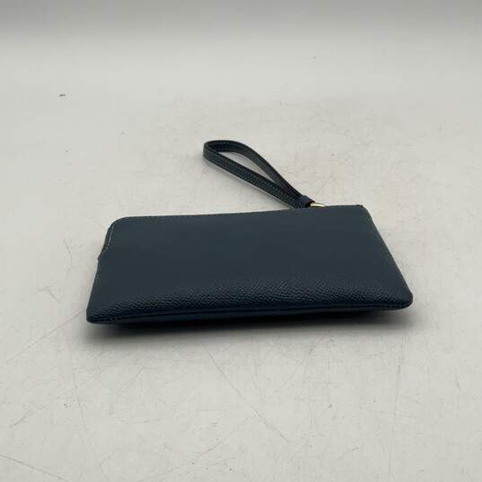 Coach Womens Blue Leather Boxed Corner Zip Mini Wristlet Wallet image number 4