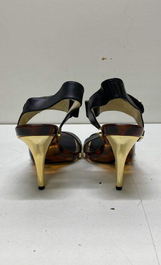 Michael Kors Leather Lucite Sole Strappy Heels Black 7 image number 4