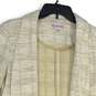 Nanette Lepore Womens Cream Tweed Long Sleeve Open Front Blazer Jacket Size 14 image number 3