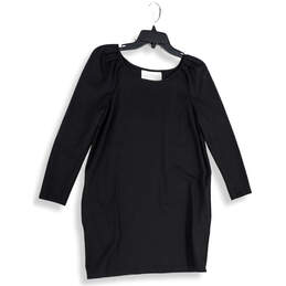 Womens Black Long Sleeve Round Neck Pullover Sheath Dress Size Small