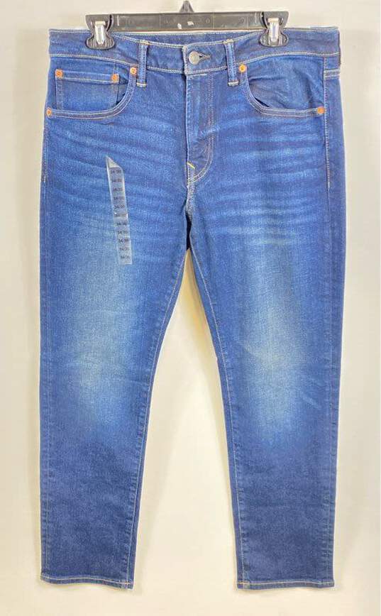 NWT American Eagle Outfitters Mens Blue Medium Wash Straight Jeans Size 34X30 image number 1