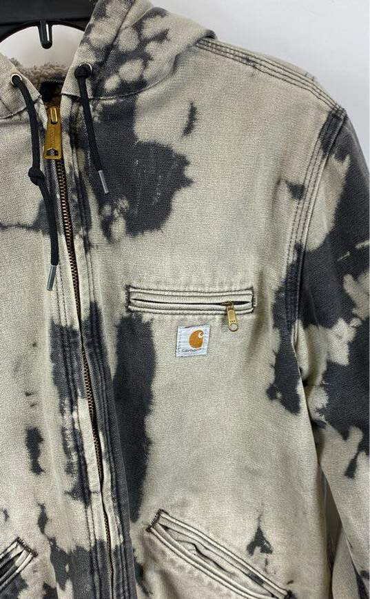 Carhartt Mens Gray Black Tie-Dye Long Sleeve Full-Zip Hoodie Size Medium(8/10) image number 3