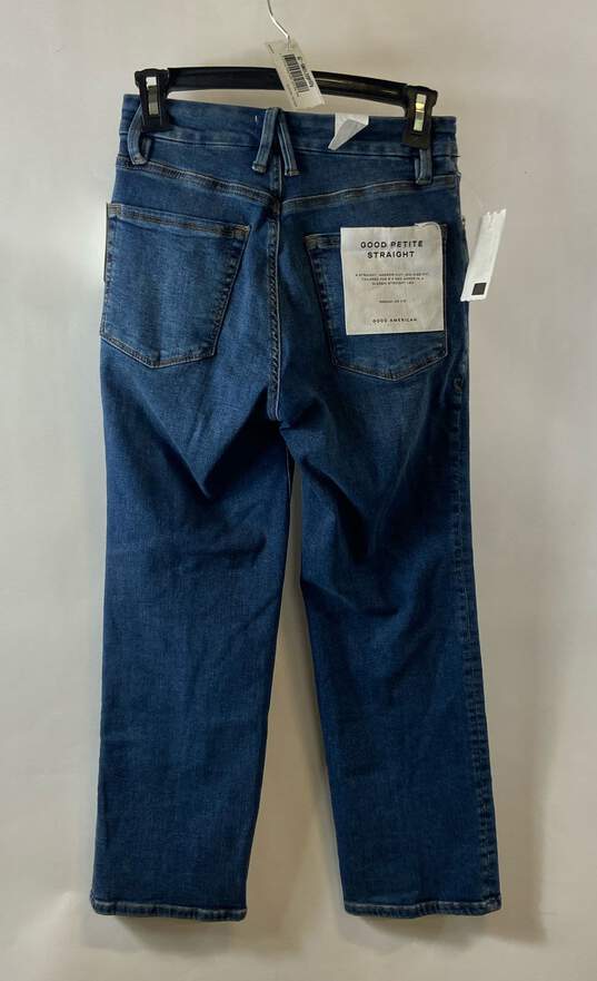 NWT Good American Womens Blue Mid-Rise Denim Straight Leg Jeans Size 4/27 image number 2