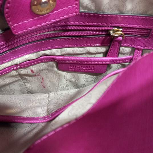 Womens Pink Genuine Leather Snap Satchel Bag image number 5