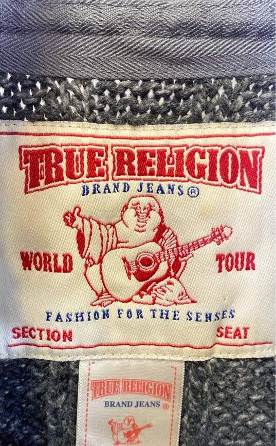 True Religion Mens Gray Marled Ribbed Long Sleeve Henley Sweater Size Medium image number 3