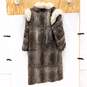 Vintage Niki Size Women's Large Full Length Rabbit Fur Coat W/ Fox Fur Trim image number 2