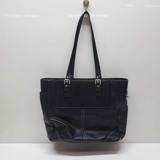 Coach East West Gallery Black Leather Tote Purse Bag image number 2