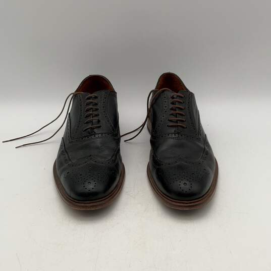Mercanti Fiorentini Mens Black Leather Lace Up Wingtip Oxford Dress Shoes Sz 10 image number 1