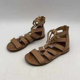 Michael Kors Womens Brown Leather Open Toe Back Zip Gladiator Sandals Size 6M