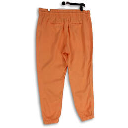NWT Womens Orange Flat Front Elastic Waist Zip Pocket Jogger Pants Size 16 alternative image