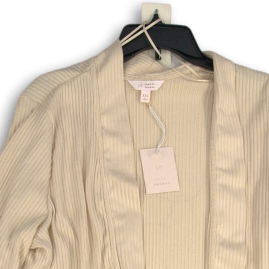 NWT Lauren Conrad Womens Tan Long Sleeve Open Front Cardigan Sweater Size XXL image number 3