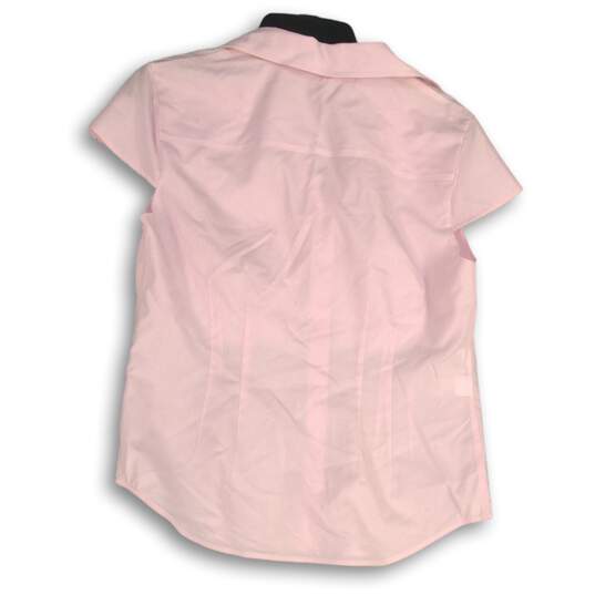 NWT Jones New York Womens Pink Collared Cap Sleeve Button-Up Shirt Size M image number 2