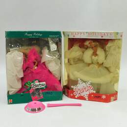 VTG 1989 & 1990 Mattel Happy Holidays Barbie Special Edition Dolls