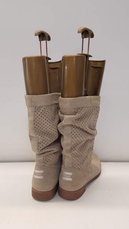 Toms Serra Perforated Slouch Boots Beige 9 image number 4