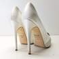 Badgley Mischka Ivory Satin Jeweled Peep Toe Pump Heels Shoes Size 7.5 M image number 5