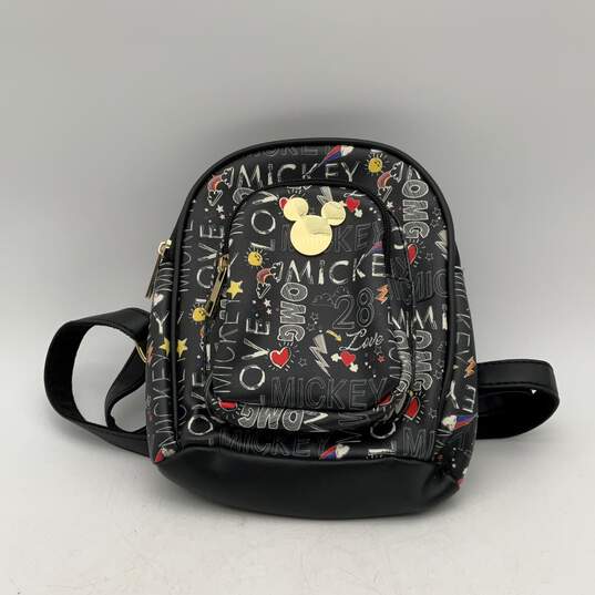 Disney Womens Multicolor Mickey Mouse Zipper Pocket Mini Backpack Bag image number 1