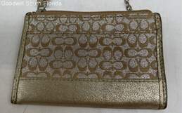 Coach Womens Shimmer Gold Card Holder Key Chain Wallet alternative image