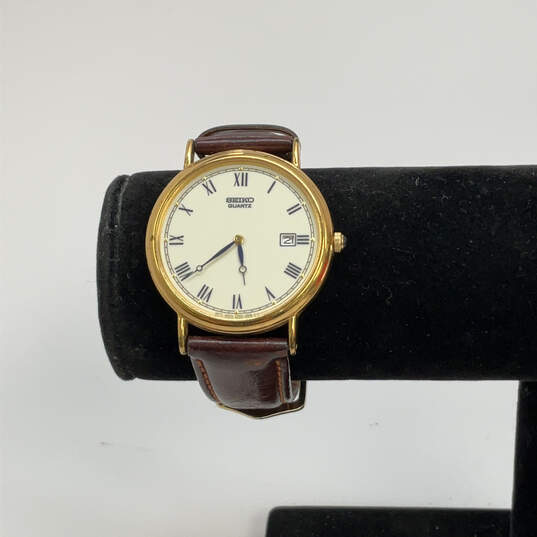 Designer Seiko Gold-Tone  Round Dial Adjustable Strap Analog Wristwatch image number 1