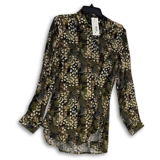 NWT Womens Multicolor Printed Long Sleeve Button Front Blouse Top Size L image number 1