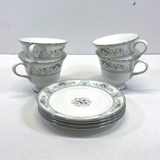 Porcelain Teacups and Saucers Wing Handles 8 Piece Set - Versace Style Tableware image number 1