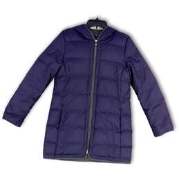 Womens Blue Pockets Long Sleeve Hooded Full-Zip Puffer Jacket Size 6