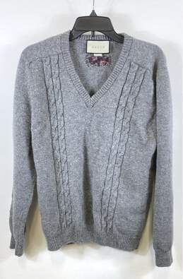 Gucci Men Gray Cable Knit Wool Sweater L
