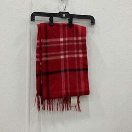 NWT Charter Club Womens Red Cashmere Plaid Fringe Rectangle Scarf alternative image