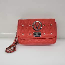 Mario Valentino 'New Diamond' Red Leather Studded Envelope Crossbody Bag w/COA