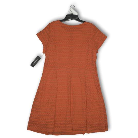 Sharagano Womens Shift Dress Cap Sleeve Round Neck Pullover Orange Size 22W image number 2