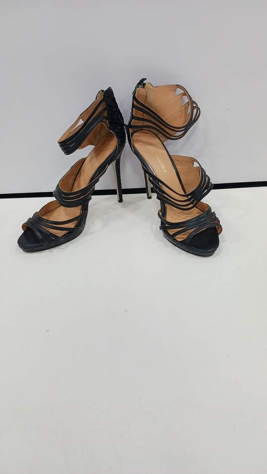 Badgley Mischka Black And Brown Strappy High Heels Size 11 NWT image number 2