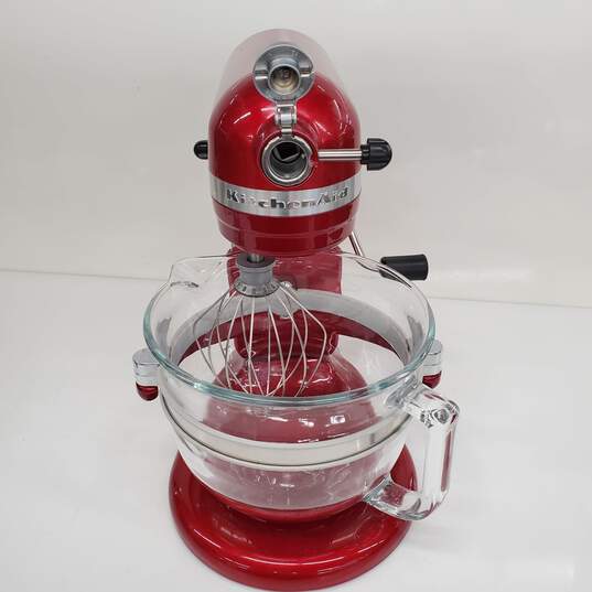 KitchenAid Design Pro 600 6Qt 575W Candy Apple Red Stand Mixer with Glass Bowl image number 5