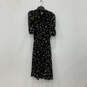 NWT Womens Black White Floral Puff Sleeve Button Front Shirt Dress Size 16 image number 1