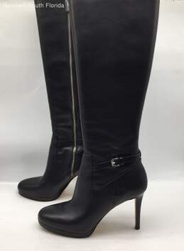 Mikael Kors Womens Black Leather Side Zip Knee-High Riding Boots Size 8.5M