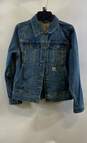 NWT Carhartt Womens Blue Long Sleeve Collared Denim Trucker Jacket Size S(4/6) image number 1