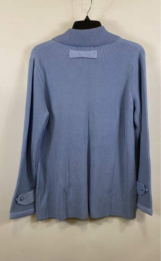 Bloomingdales Womens Blue Long Sleeve Collared Pockets Cardigan Sweater Size XL image number 2