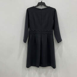 NWT Womens Black Long Sleeve Round Neck Back Zip Sheath Dress Size 4 alternative image