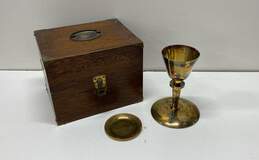 Vintage Memoriam Religious Artifact Ceremonial Chalice with Wood Box Storage