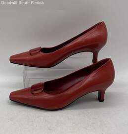 Authentic Salvatore Ferragamo Womens Red Kitten High Heel Pumps Size 7