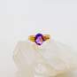10K Yellow Gold Amethyst Cabochon Solitaire Tapered Band Ring 3.4g image number 2