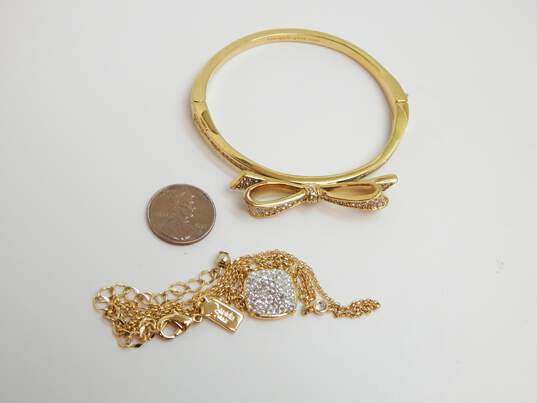 Kate Spade Icy Bow Bangle Bracelet & Pave Pendant Necklace 32.5g image number 6